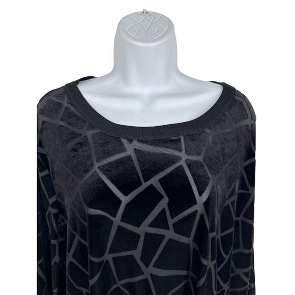 Susan Graver Womens Long Sleeve Round Neck Burnout Velvet Tunic Size 3X - Picture 2 of 9